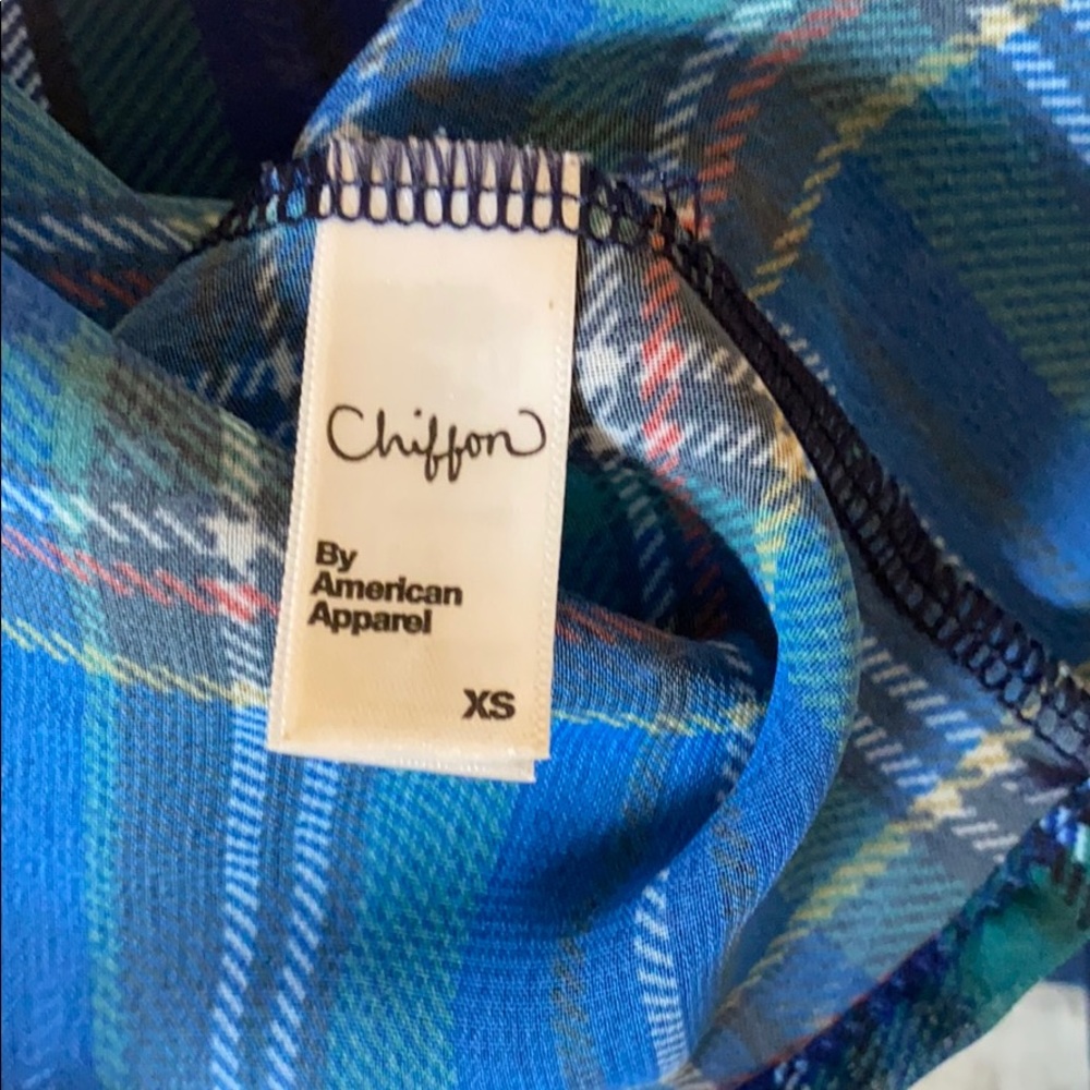 American Apparel Cropped Plaid Chiffon Top - Picture 8 of 8